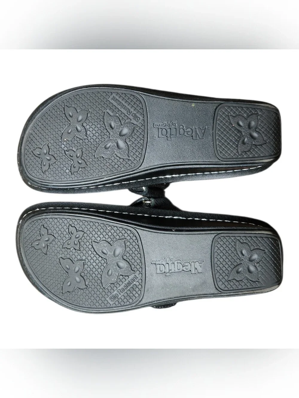 Alegria Carina Chained low wedge black medallion comfort slide thong boho 38 8